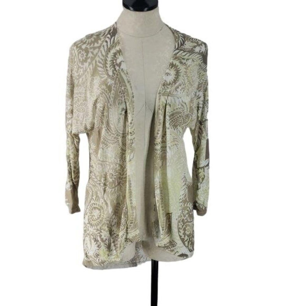Chico's pastel paisley open front medium‎ cardigan